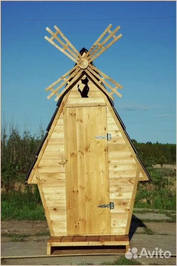 Дачный туалет деревянный прямоугольник KHW