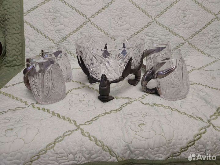 Раковница с 4мя пивными бокалами СССР