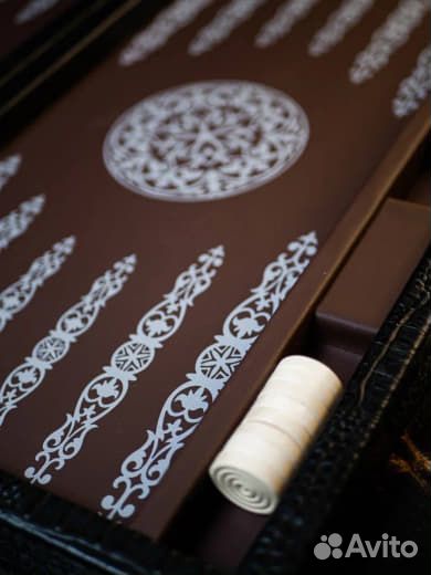 Нарды премиум кожаные