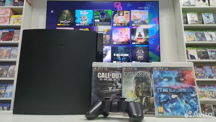 PS3 + 2 геймпада + игры