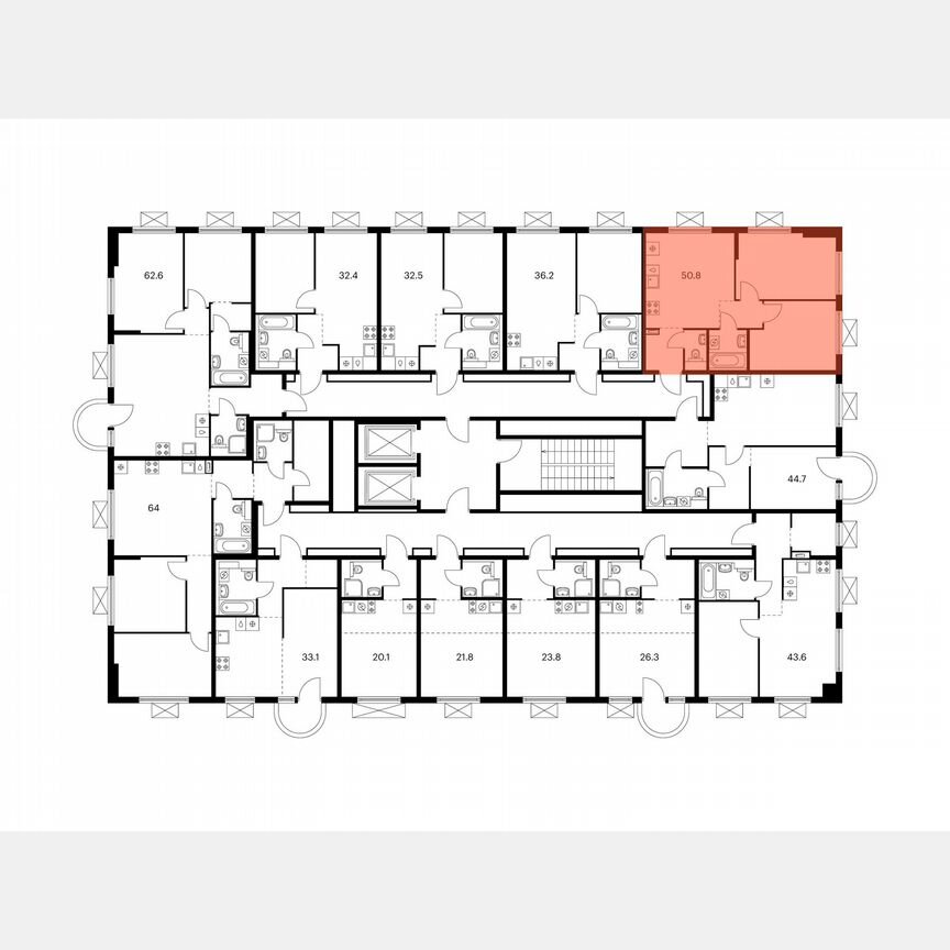 2-к. квартира, 50,8 м², 9/9 эт.