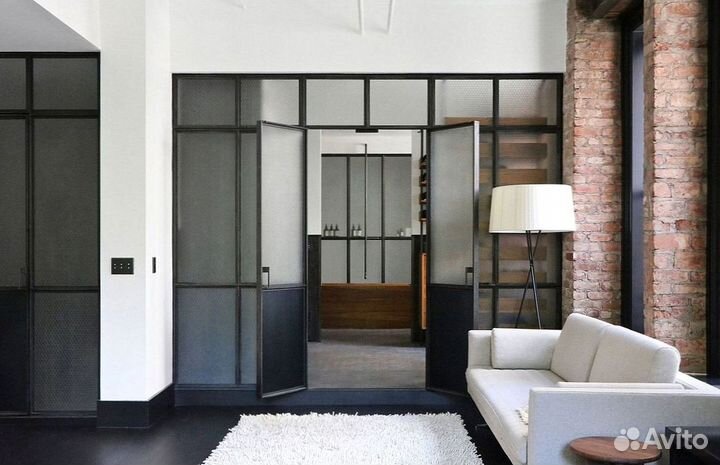 Стеклянная перегородка лофт