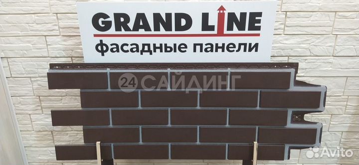 Фасадные панели Grand Line Кирпич Клинкерный design Шоколадный, шов RAL 7006