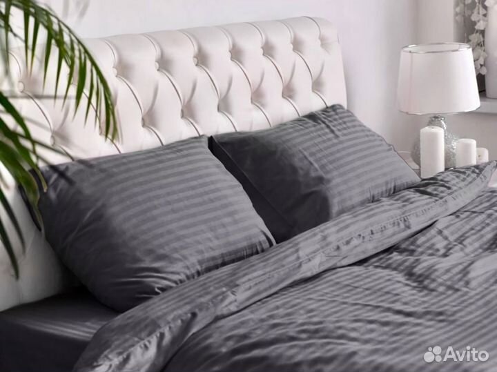 Постельное белье евро страйп-сатин