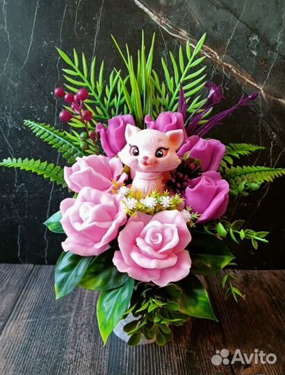 Мыло ручной работы букеты с фигурками