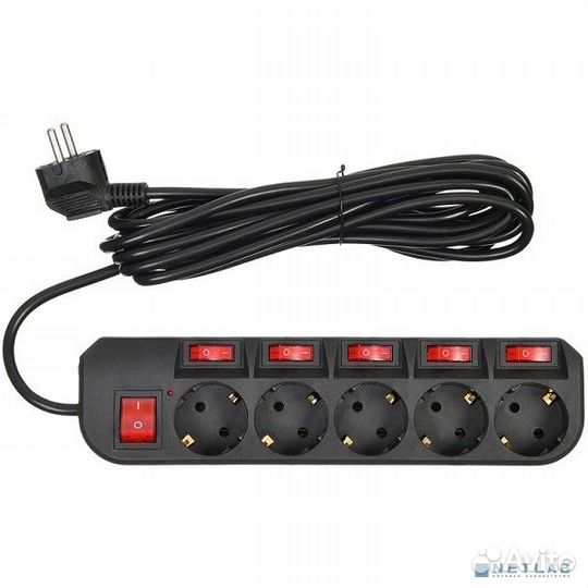 Buro Сетевой фильтр 5 розеток (500SH-5-SW-B) 5м, ч
