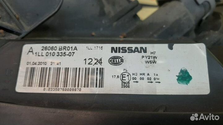 Фара левая Nissan Qashqai J10 2010-2014