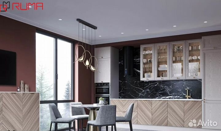 Кухня на заказ прямая с островком реальная цена