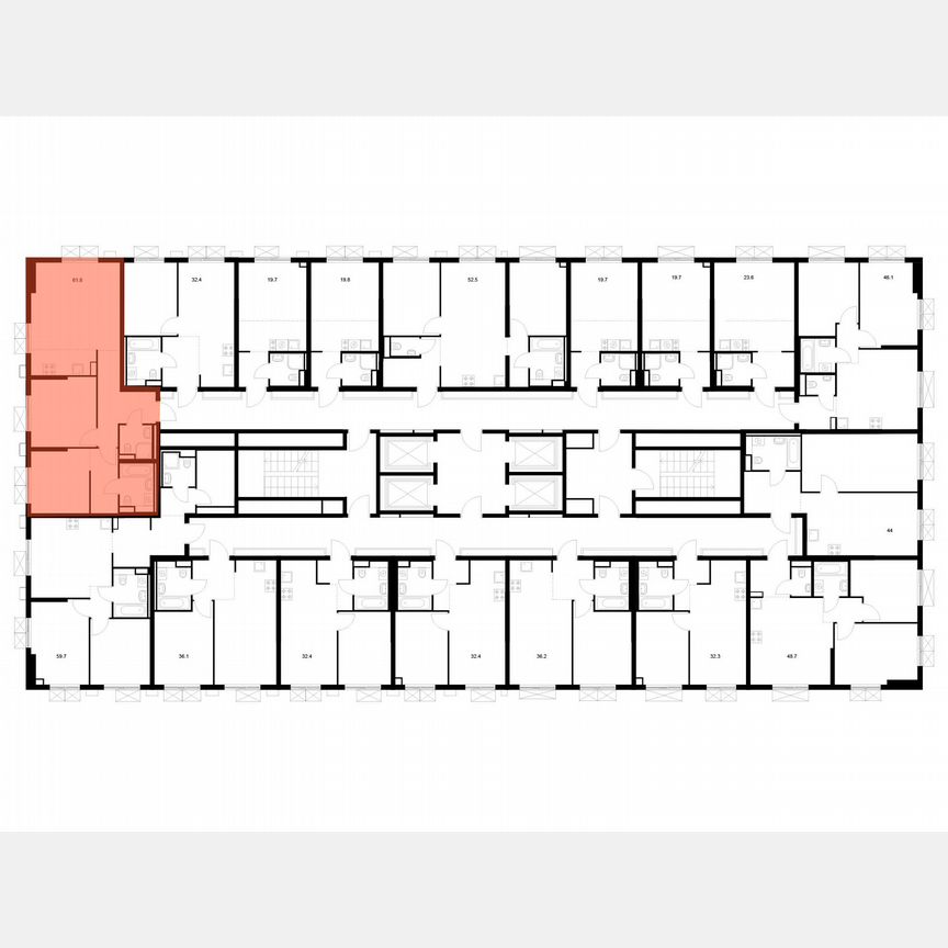 2-к. квартира, 61,8 м², 7/22 эт.
