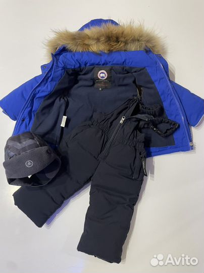 Canada goose комбинезон/шапка poivre blanc