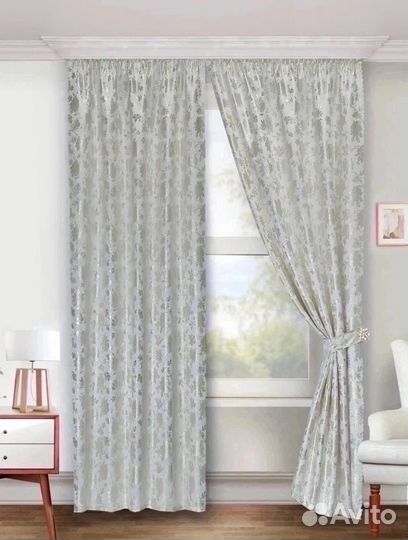 Шторы с люрексом, готовые размеры в ассортименте