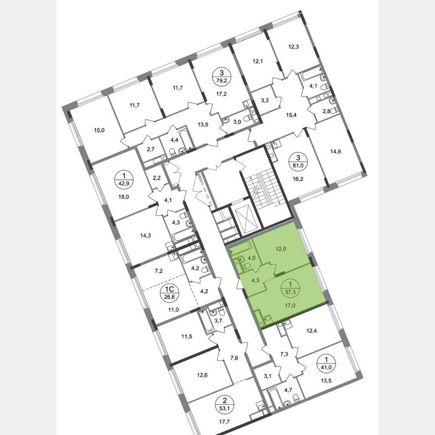 1-к. квартира, 37,3 м², 7/17 эт.