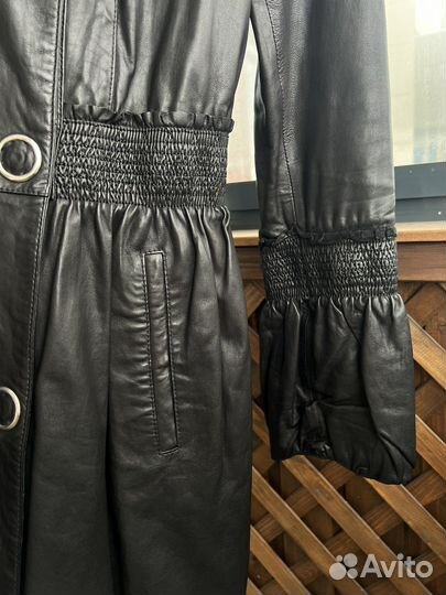 Кожаный плащ s-m