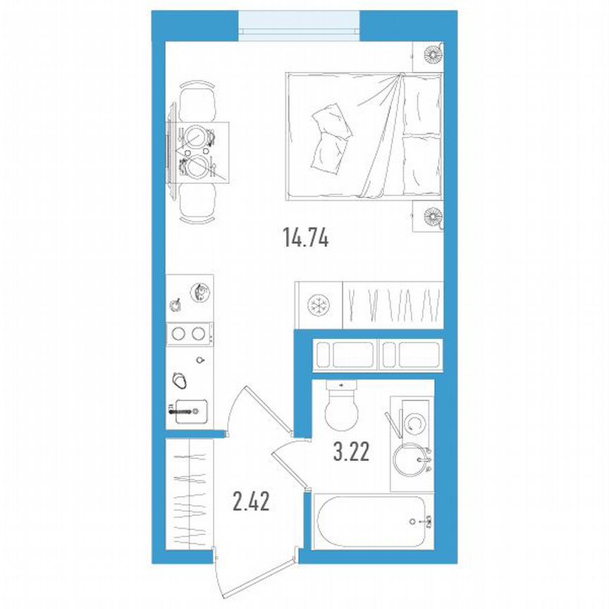 Квартира-студия, 20 м², 5/7 эт.