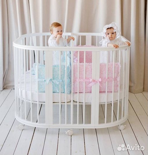 Кроватка для двойни Premium Baby Twins белая новая