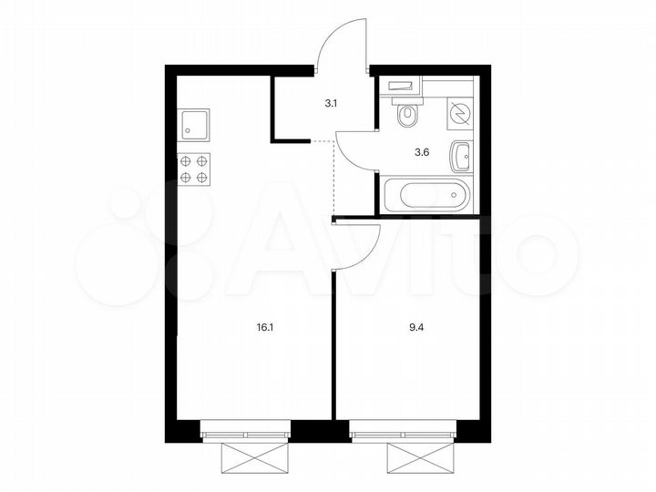 1-к. квартира, 32,2 м², 8/21 эт.