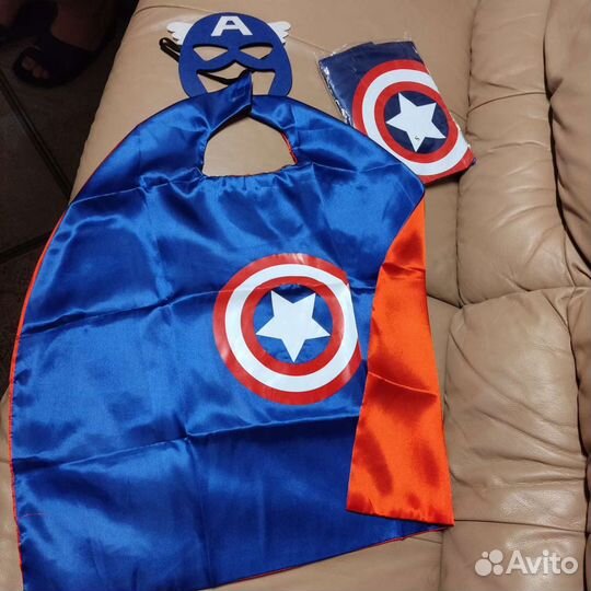 Новый костюм Капитан Америка плащ и маска