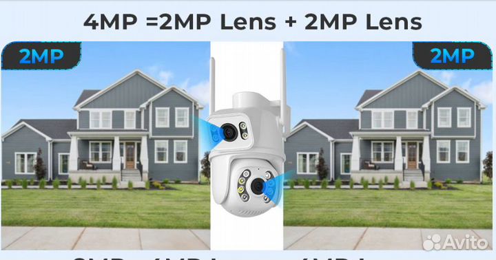 Камера поворотная 4Мп два раздельных объектива