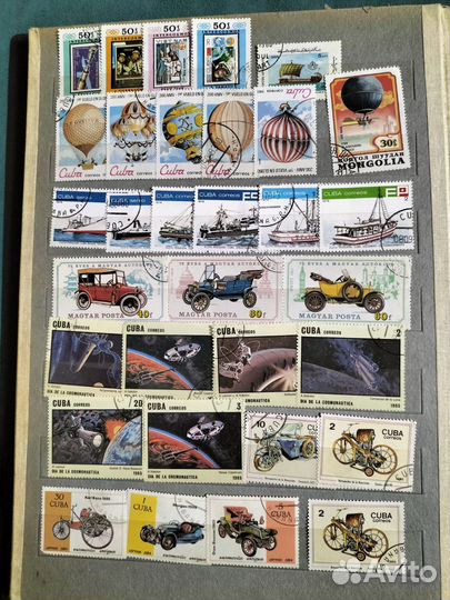 Марки космос, транспорт Куба,Монголия,Венгрия