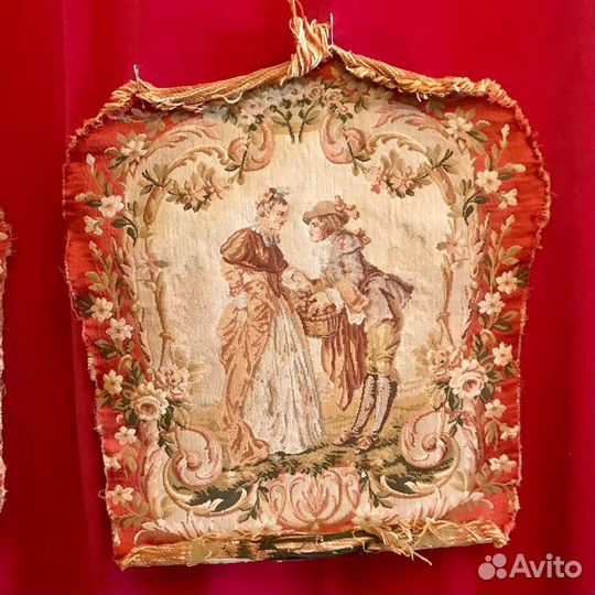 Античные французские гобелены для 2 кресел