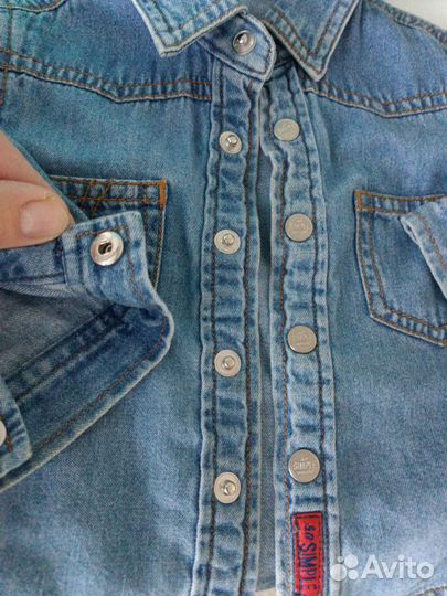 Джинсовая рубашка, рубашка на мальчика 74