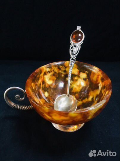 Чайная пара янтарь - серебро