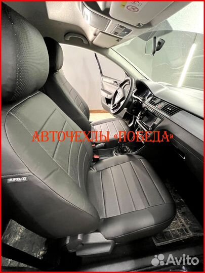 Чехлы Skoda Rapid 1 из экокожи чёрные Классика