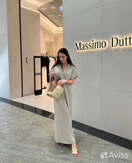 Платье льняное Zara длинное