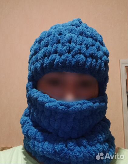 Шапка балаклава плюшевая с ушками