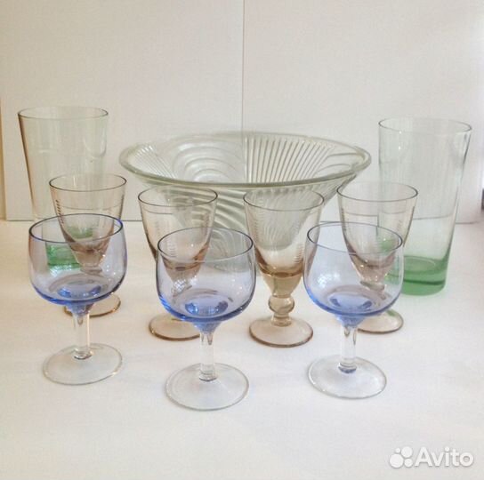 Ваза, рюмки, бокалы, цветное стекло СССР