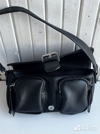 Сумка кожаная черная