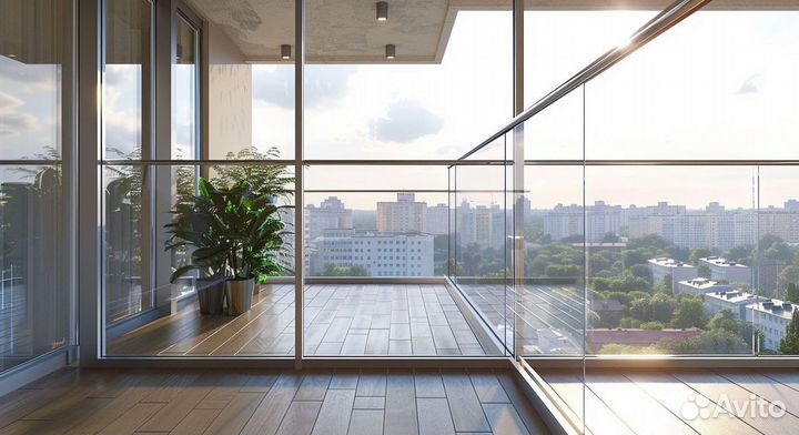 Ограждение лестницы из стекла