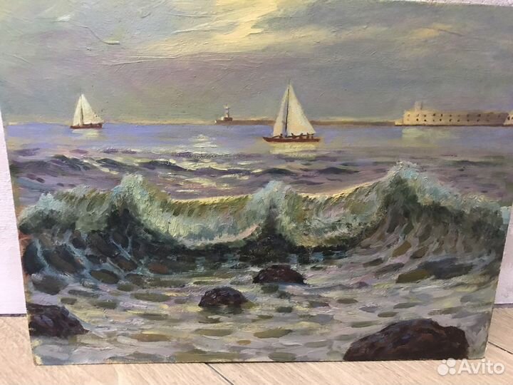Картина маслом П. М. Коломойцев, Прибой