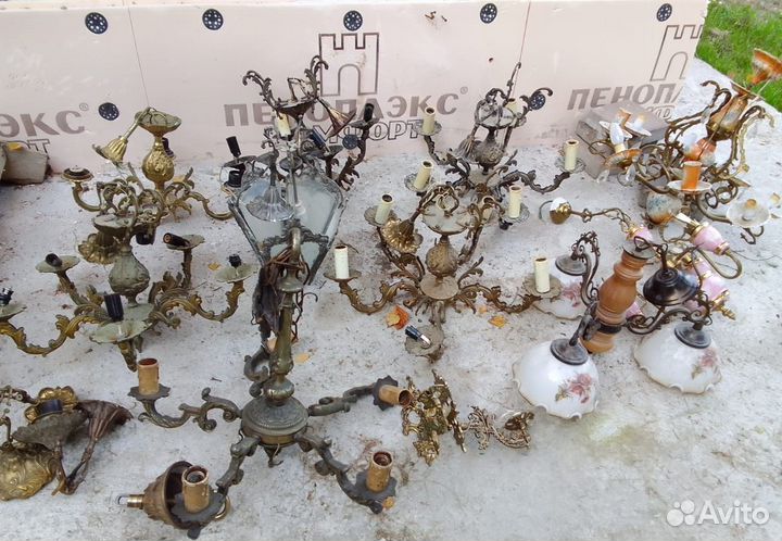 Старые бронзовые люстры СССР