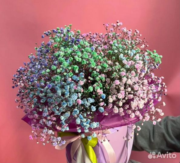 Цветы букет радужная Гипсофила