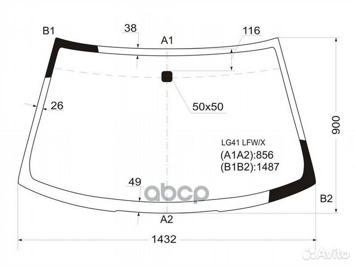 Стекло лобовое Mitsubishi Mirage 95-00 LG41 LFW/X
