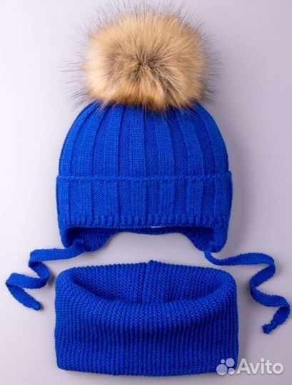 Комплект шапка и шарф детский зима