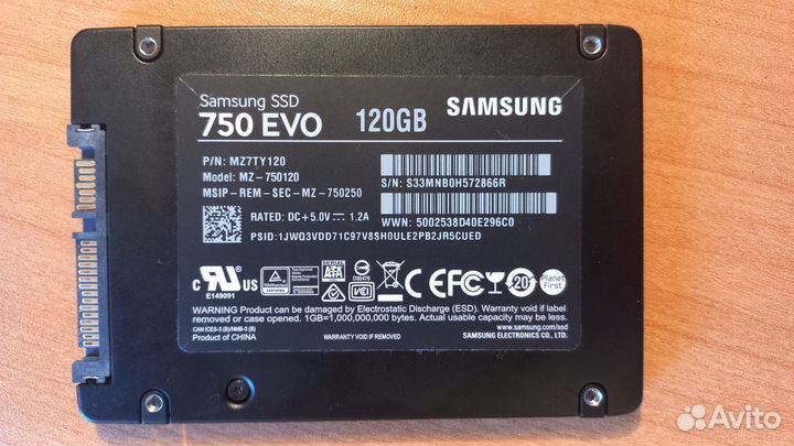 Твердотельный ж/д Samsung SSD 750 EVO 128 Gb