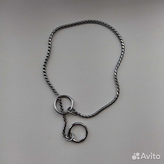 Цепочка-кобра, серебряный цвет, ошейник 40 см