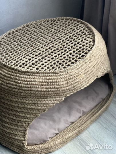 Джутовая лежанка домик для собаки, кошки из джута