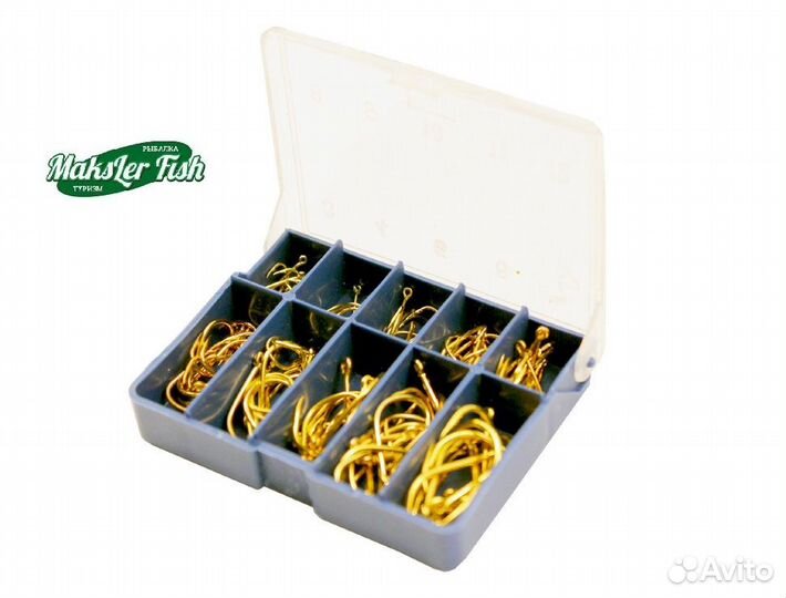 Набор крючков в коробочке цвет: золотой