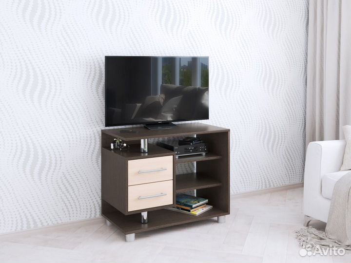 Тумба с 2 ящиками и полками Венге/Дуб молочный