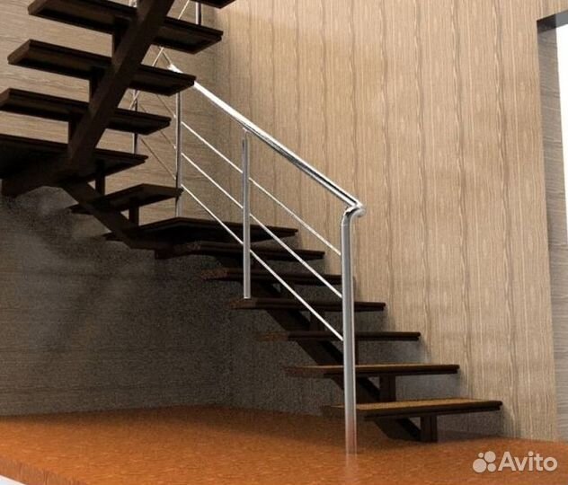 Металлический Каркас Г-образной Лестницы в Дом