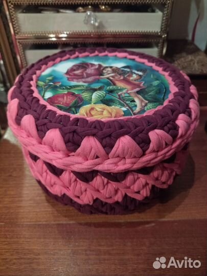 Корзинка из трикотажной пряжи