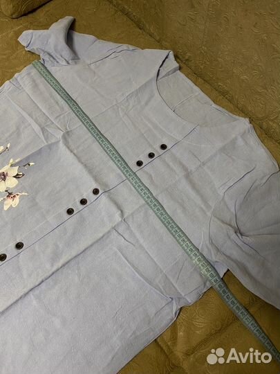 Блузка лазурная, 62 (5XL), хлопок