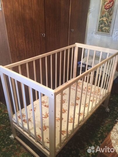 Кровать Babyton Береза New Снежная плюс матрас