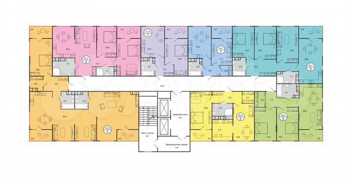2-к. квартира, 57 м², 12/19 эт.