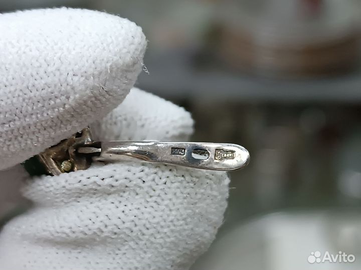 Винтажные Серьги Jenavi Малахит Серебрение Женави