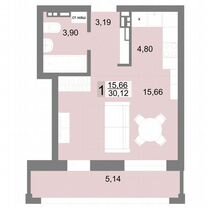 Квартира-студия, 30,1 м², 14/16 эт.