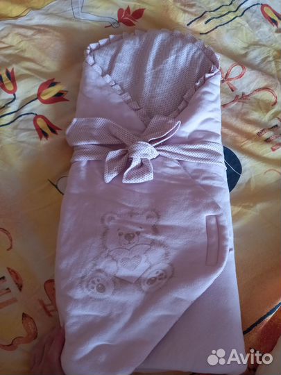 Конверт на выписку хлопок розовый